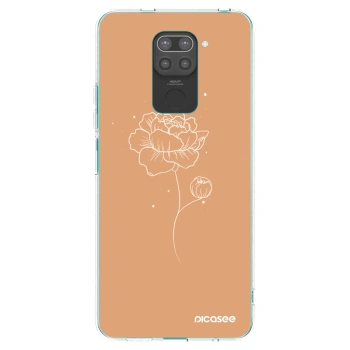 Picasee silikonowe czarne etui na Xiaomi Redmi Note 9 - Peonies