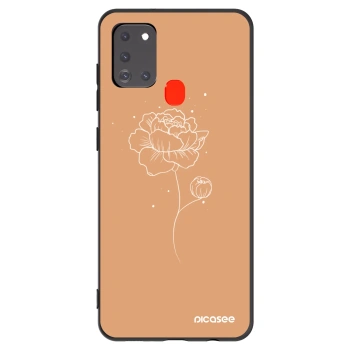 Picasee silikonowe czarne etui na Samsung Galaxy A21s - Peonies