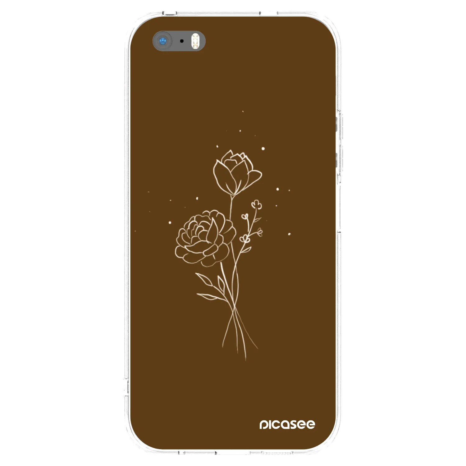 Picasee silikonowe przeźroczyste etui na Apple iPhone 5/5S/SE - Brown flowers