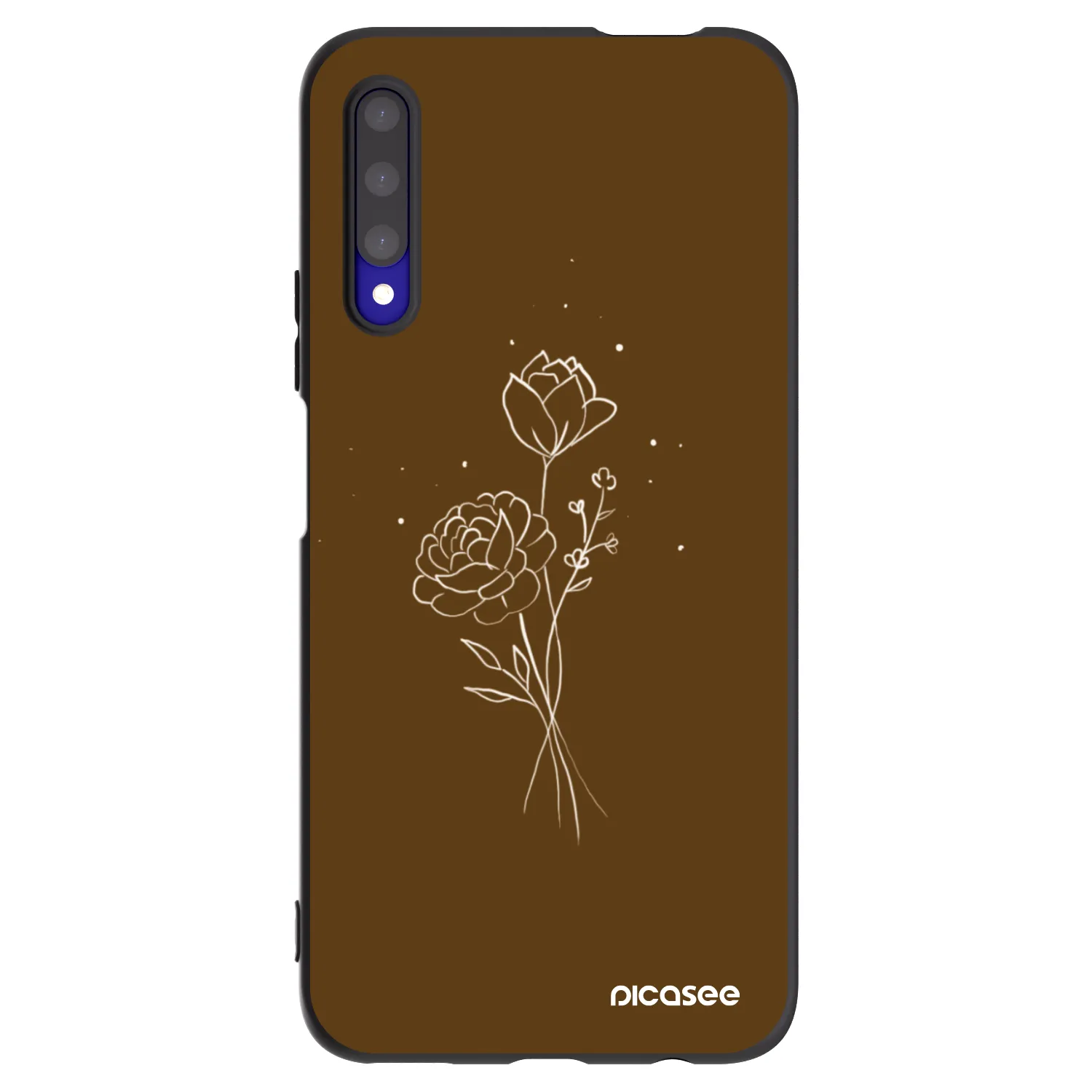 Picasee silikonowe czarne etui na Honor 9X Pro - Brown flowers