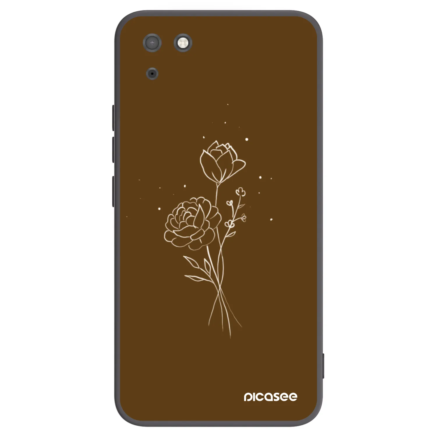Picasee silikonowe czarne etui na Huawei Y5P - Brown flowers