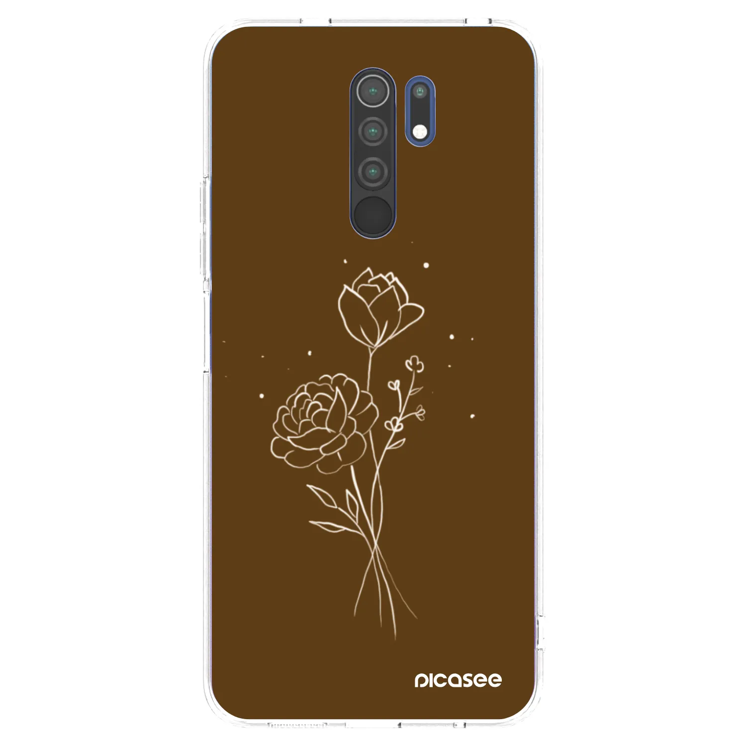 Picasee silikonowe przeźroczyste etui na Xiaomi Redmi 9 - Brown flowers