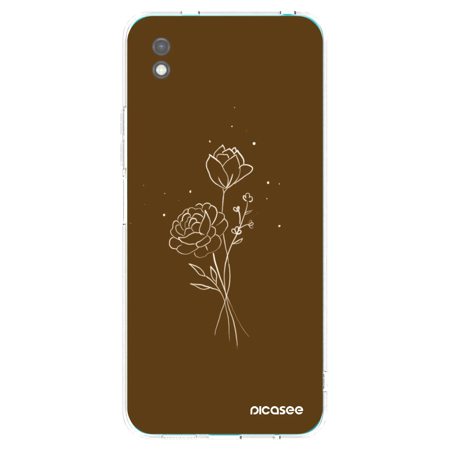 Picasee silikonowe czarne etui na Xiaomi Redmi 9A - Brown flowers