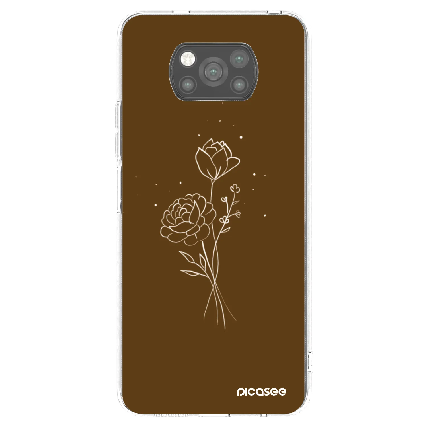 Picasee silikonowe czarne etui na Xiaomi Poco X3 - Brown flowers