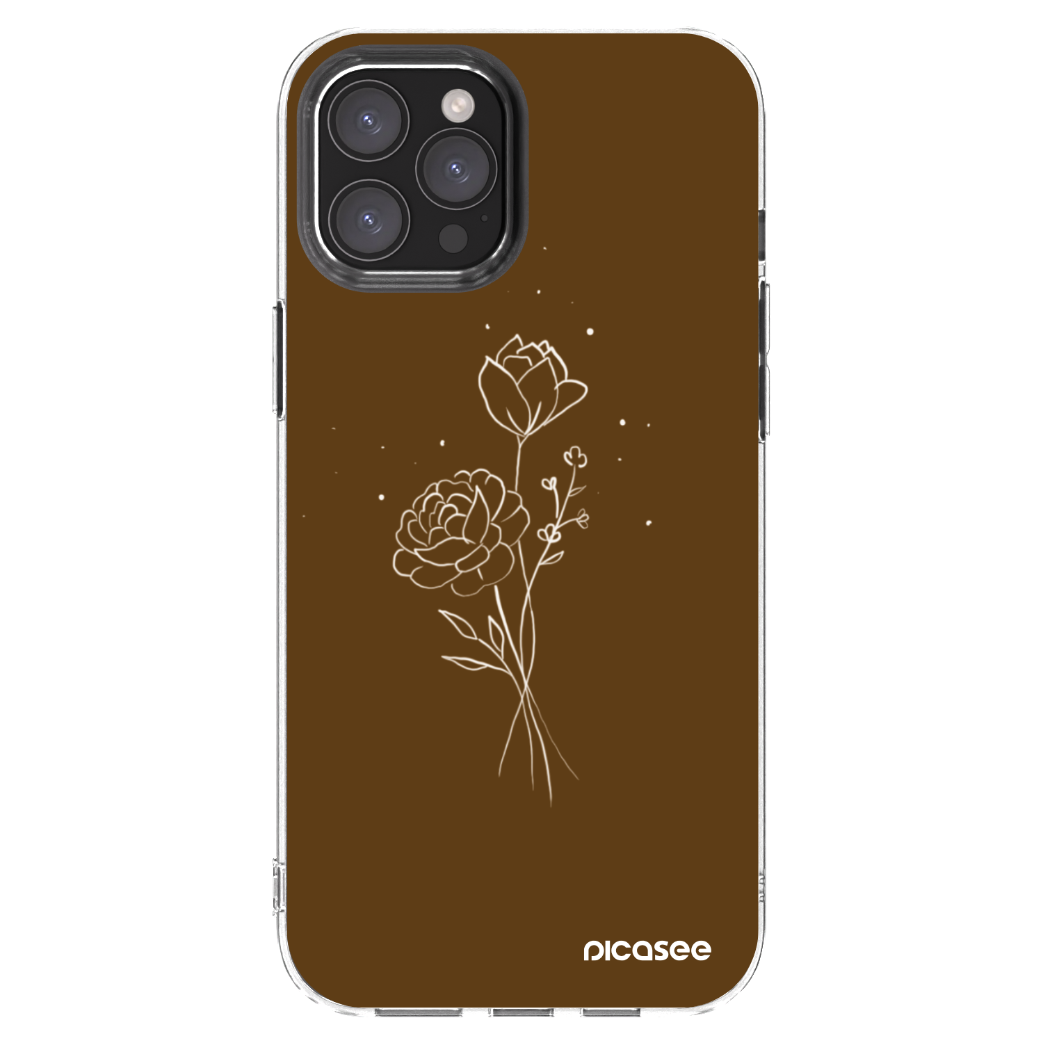 Picasee silikonowe przeźroczyste etui na Apple iPhone 12 Pro Max - Brown flowers