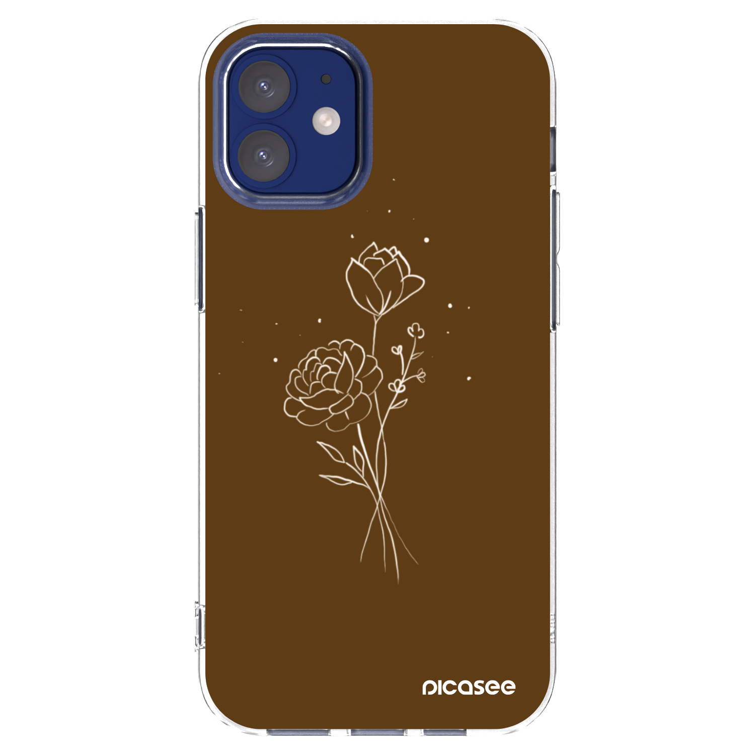 Picasee silikonowe przeźroczyste etui na Apple iPhone 12 mini - Brown flowers