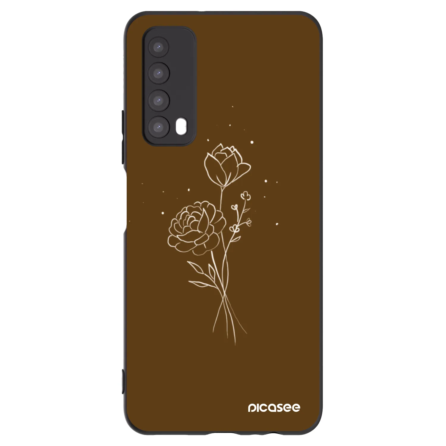Picasee silikonowe czarne etui na Huawei P Smart 2021 - Brown flowers