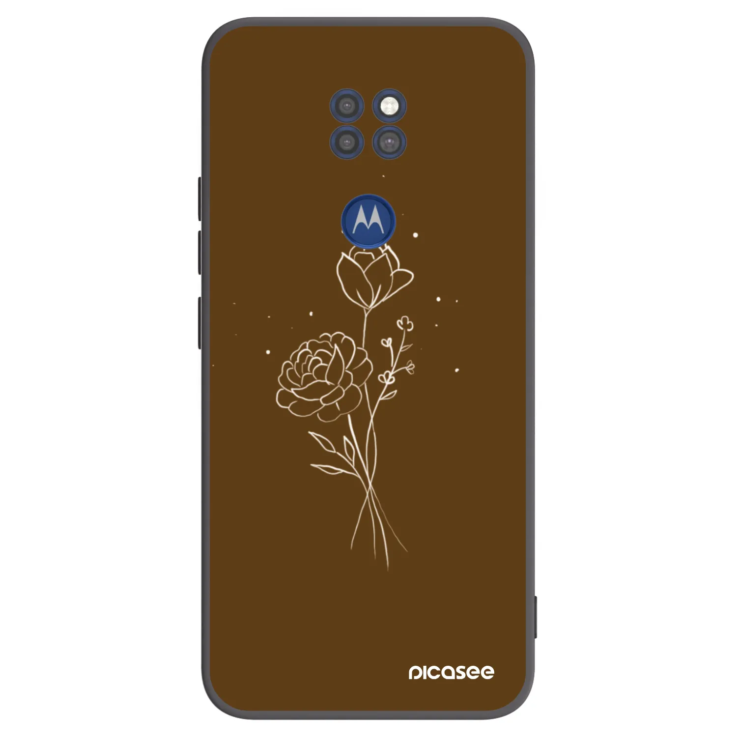 Picasee silikonowe czarne etui na Motorola Moto G9 Play - Brown flowers