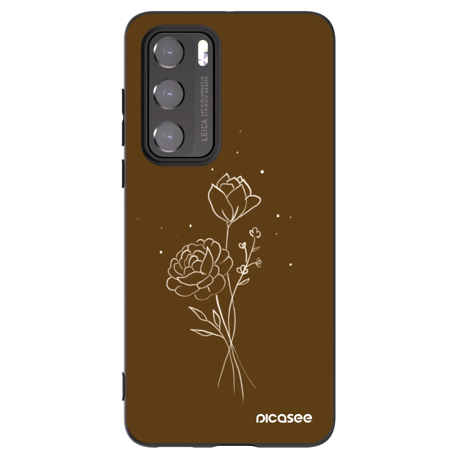 Picasee silikonowe czarne etui na Huawei P40 - Brown flowers