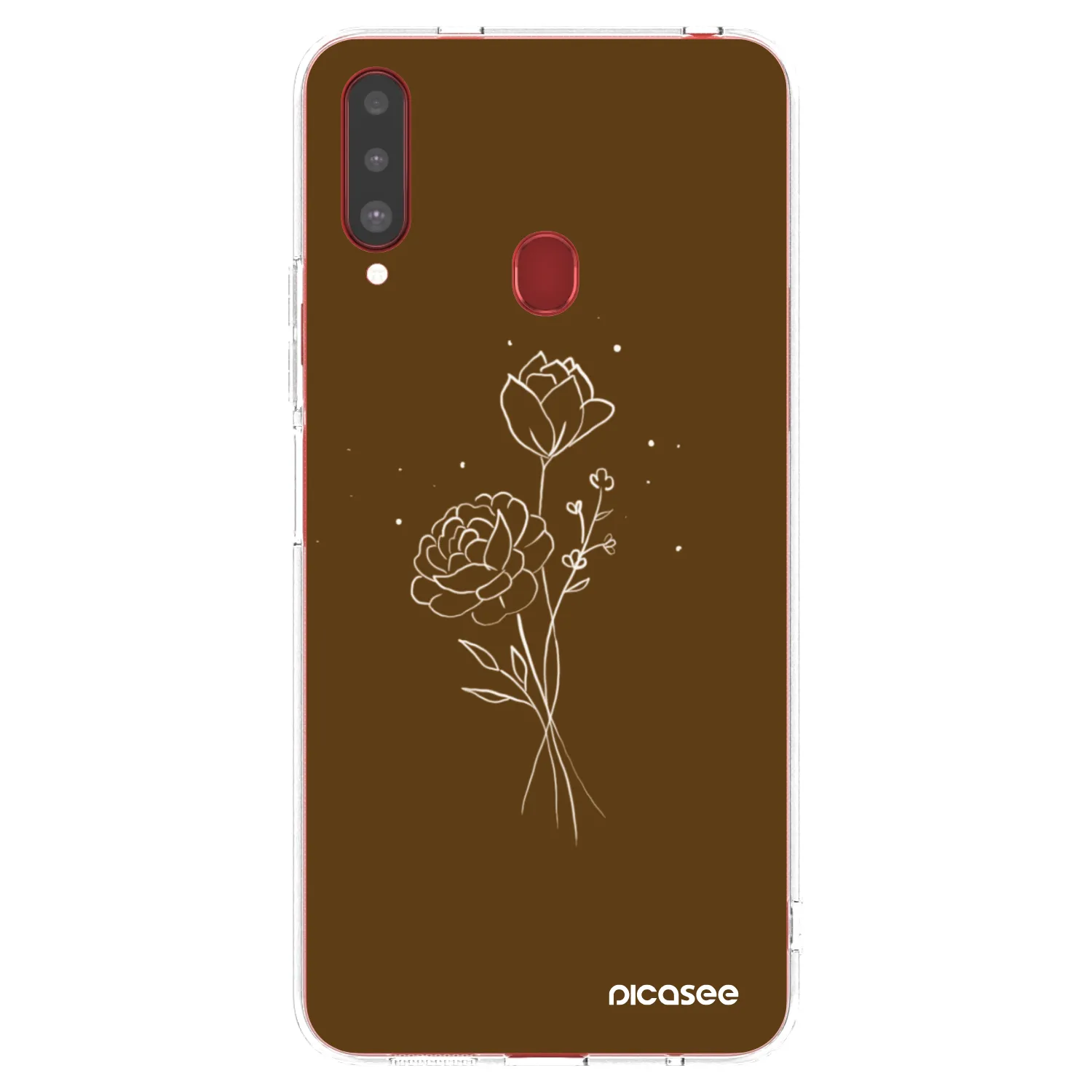 Picasee silikonowe przeźroczyste etui na Samsung Galaxy A20s - Brown flowers