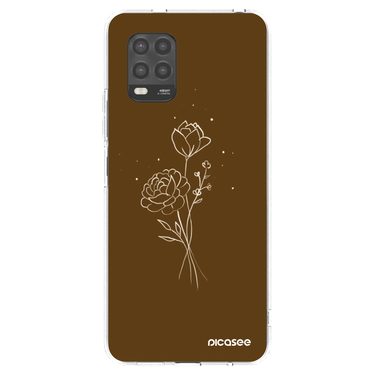 Picasee silikonowe przeźroczyste etui na Xiaomi Mi 10 Lite - Brown flowers
