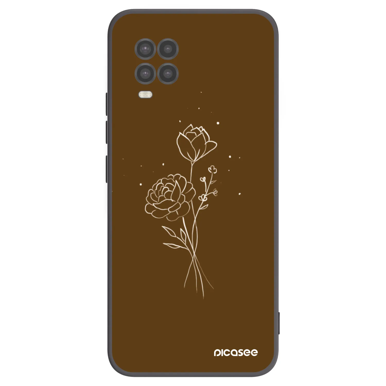 Picasee silikonowe czarne etui na Xiaomi Mi 10 Lite - Brown flowers