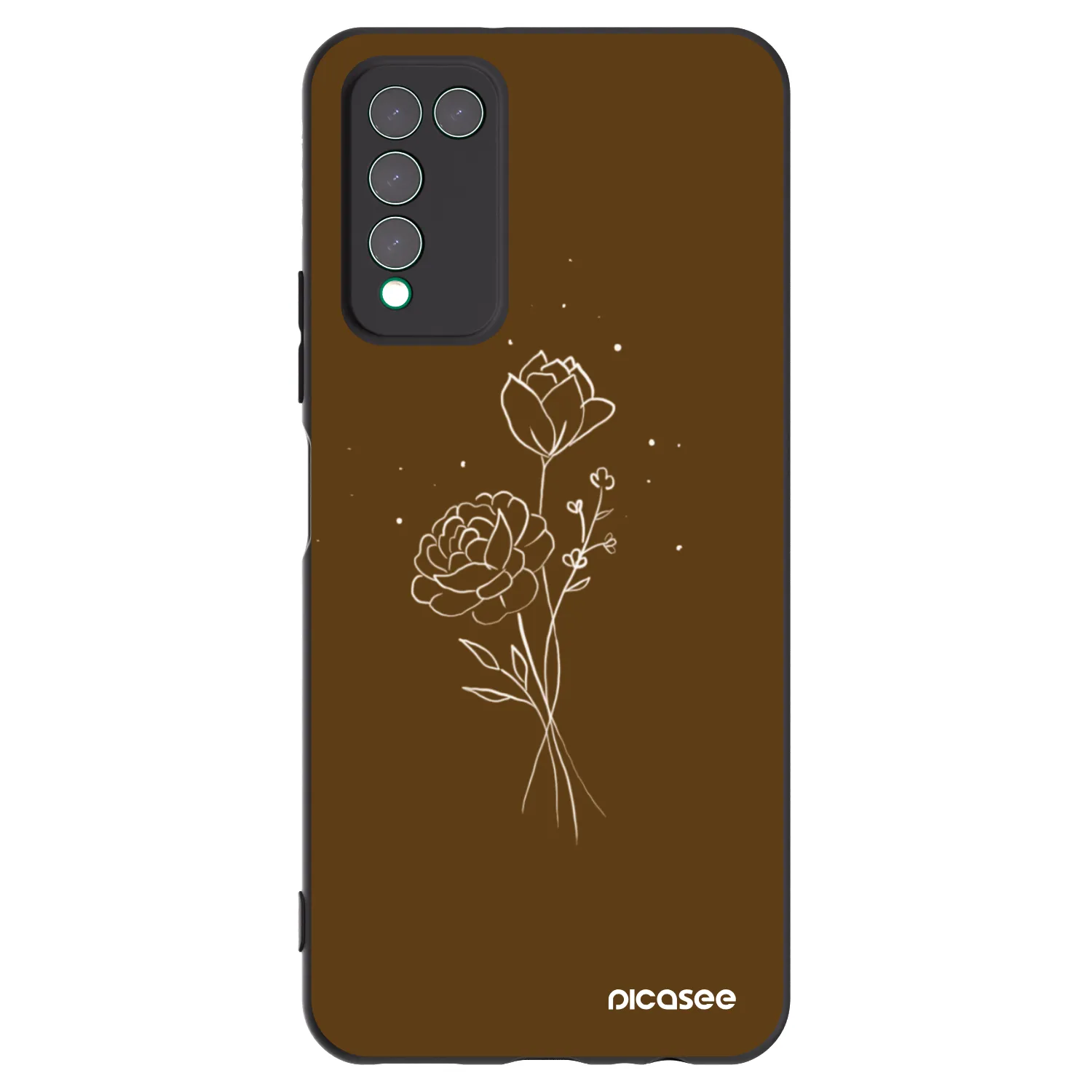 Picasee silikonowe czarne etui na Honor 10X Lite - Brown flowers