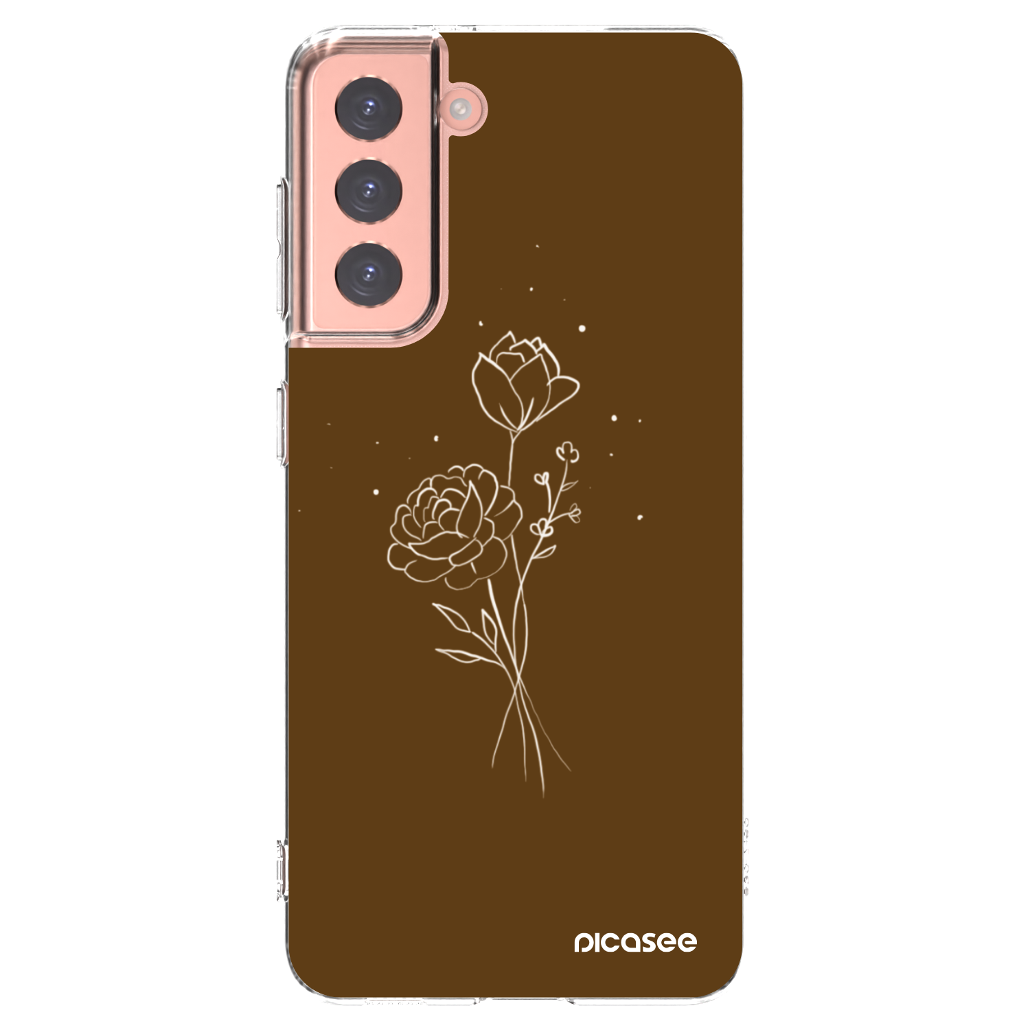 Picasee silikonowe przeźroczyste etui na Samsung Galaxy S21 5G G991B - Brown flowers