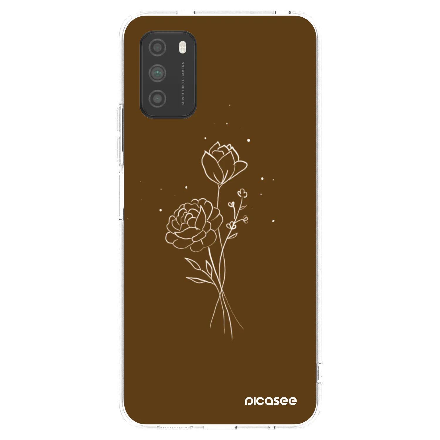 Picasee silikonowe przeźroczyste etui na Xiaomi Poco M3 - Brown flowers