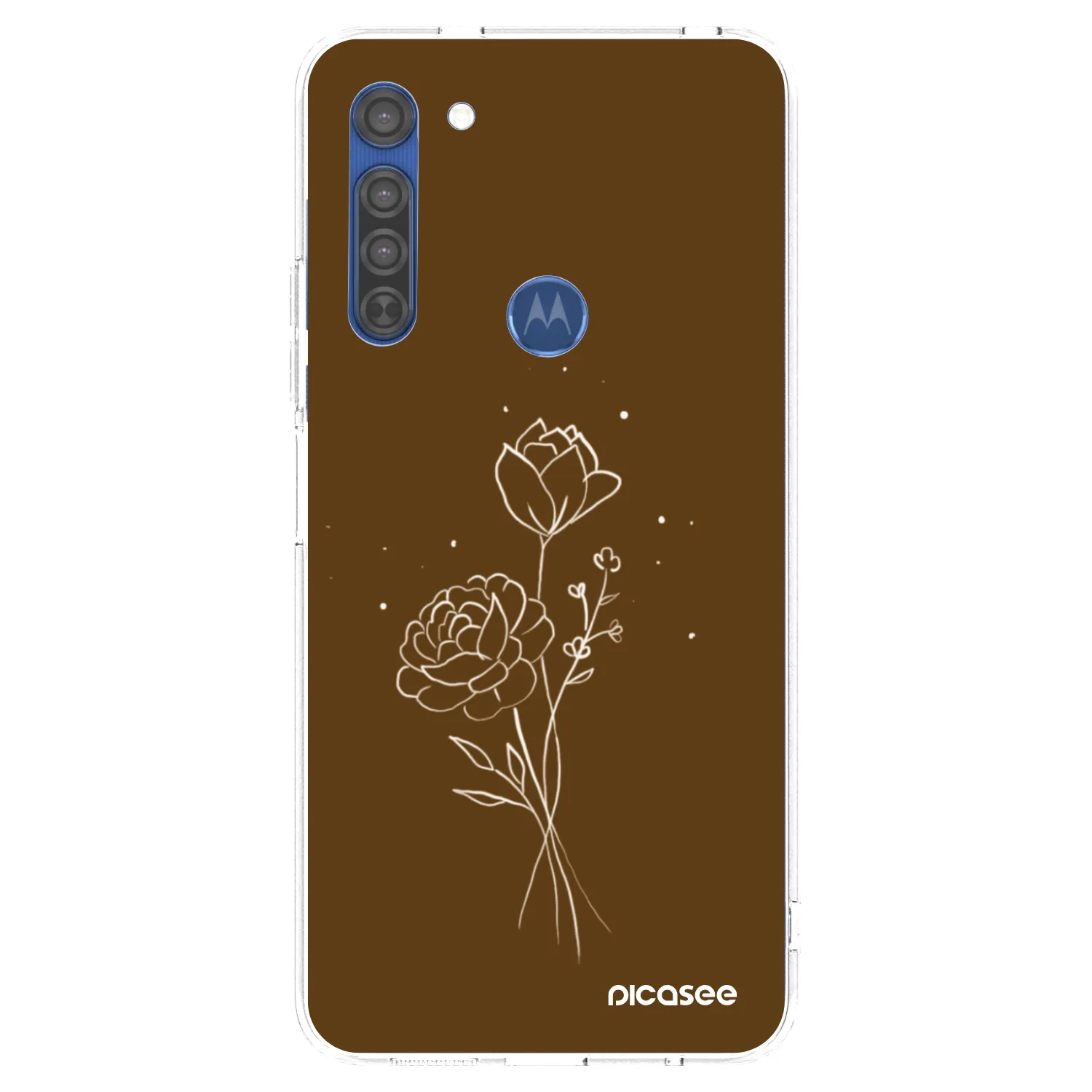 Picasee silikonowe przeźroczyste etui na Motorola Moto G8 - Brown flowers