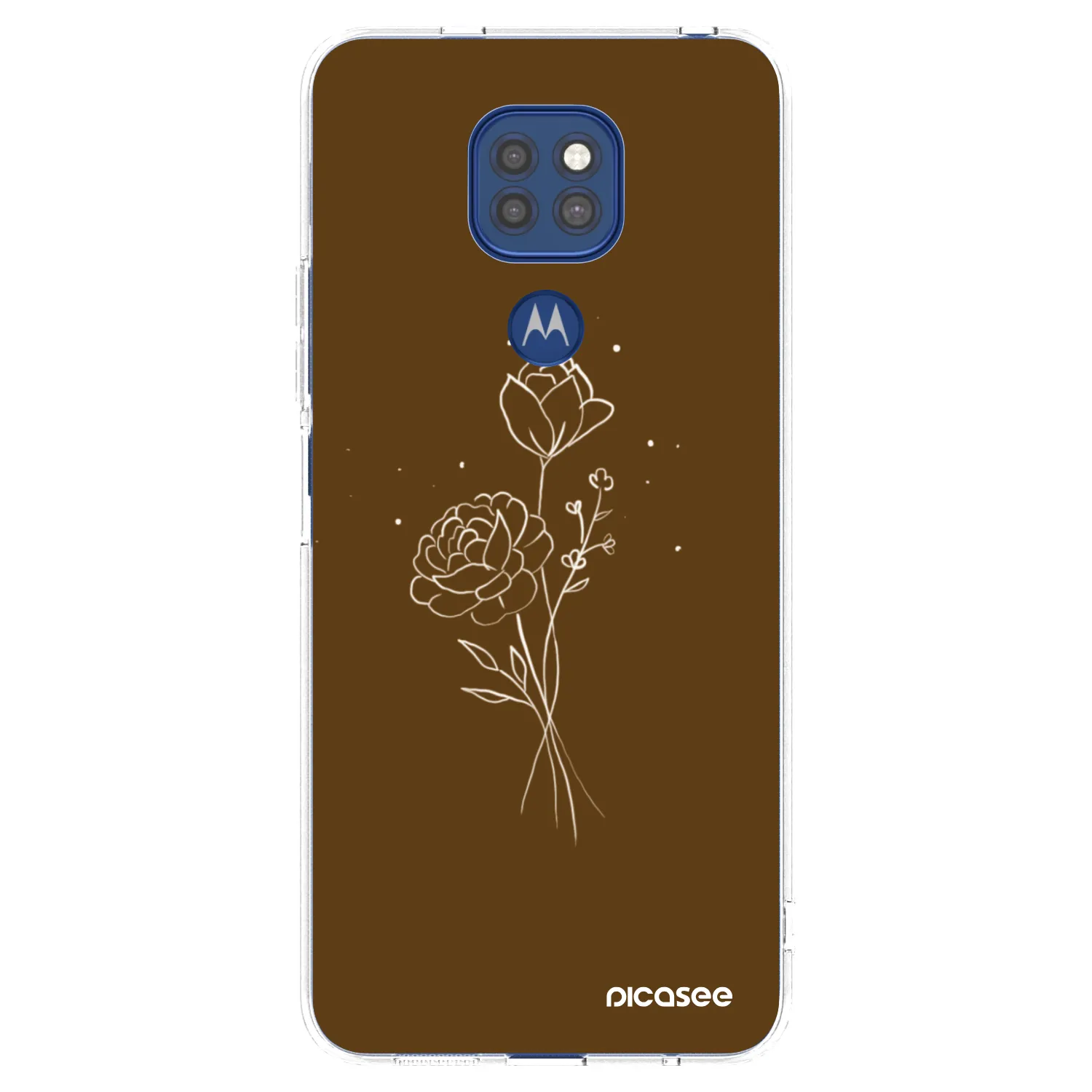 Picasee silikonowe przeźroczyste etui na Motorola Moto G9 Play - Brown flowers