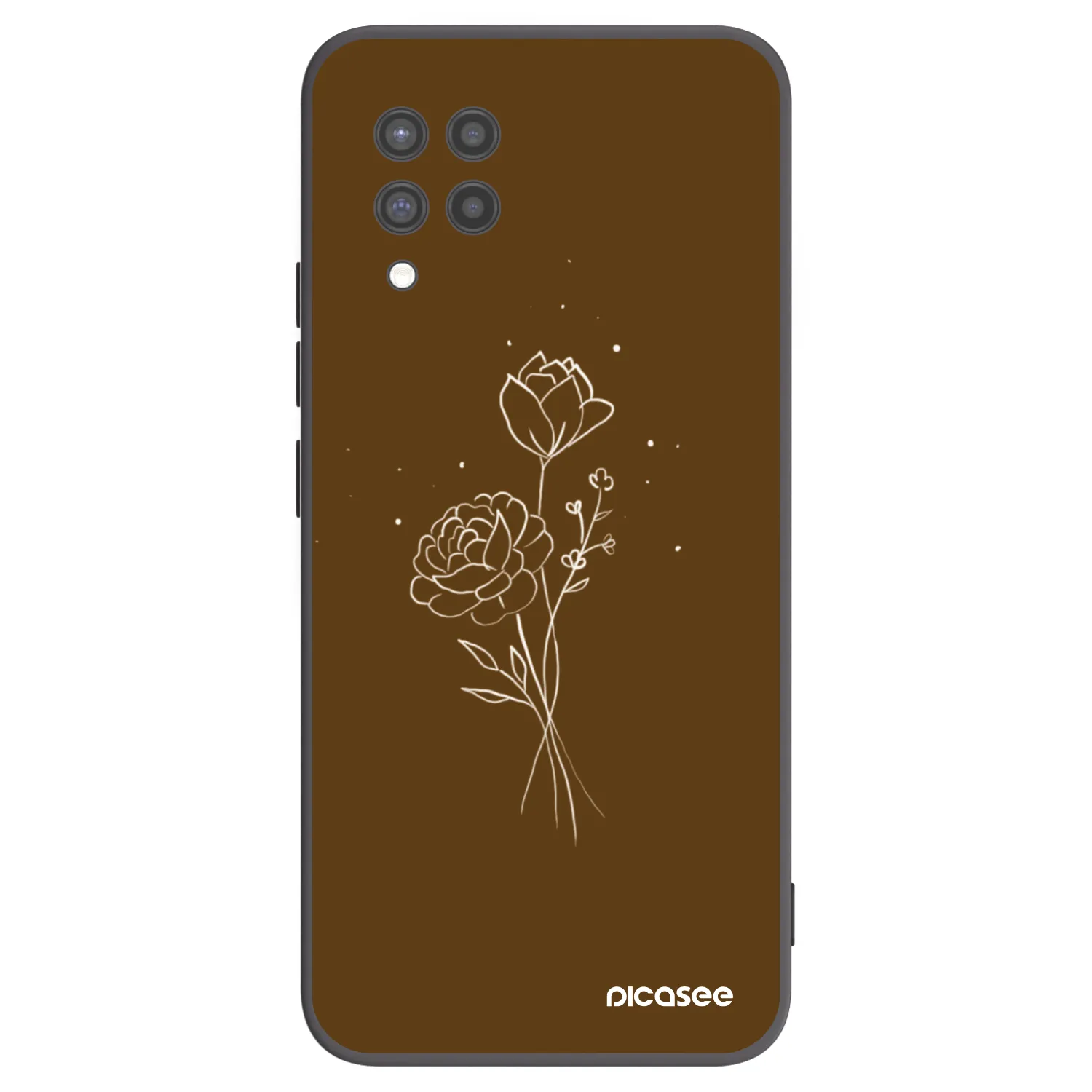 Picasee silikonowe czarne etui na Samsung Galaxy A42 A426B - Brown flowers