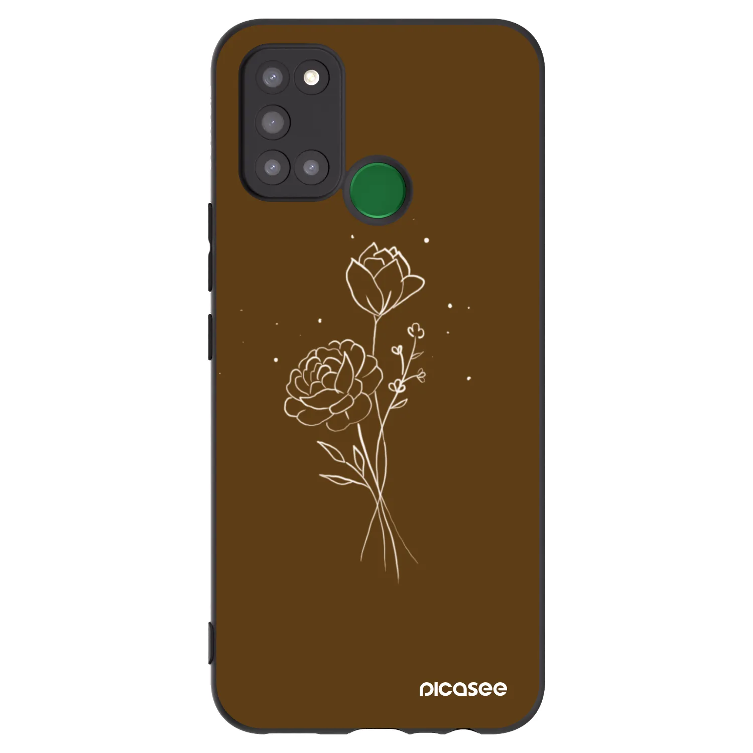 Picasee silikonowe czarne etui na Realme 7i - Brown flowers