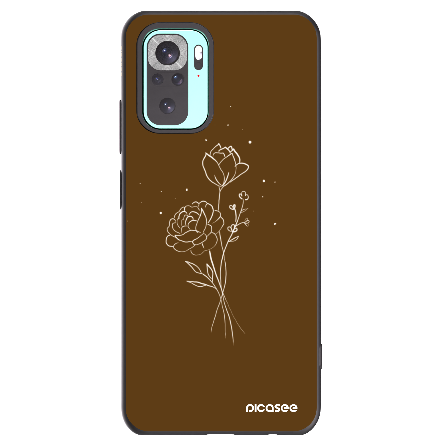 Picasee silikonowe czarne etui na Xiaomi Redmi Note 10 Pro - Brown flowers