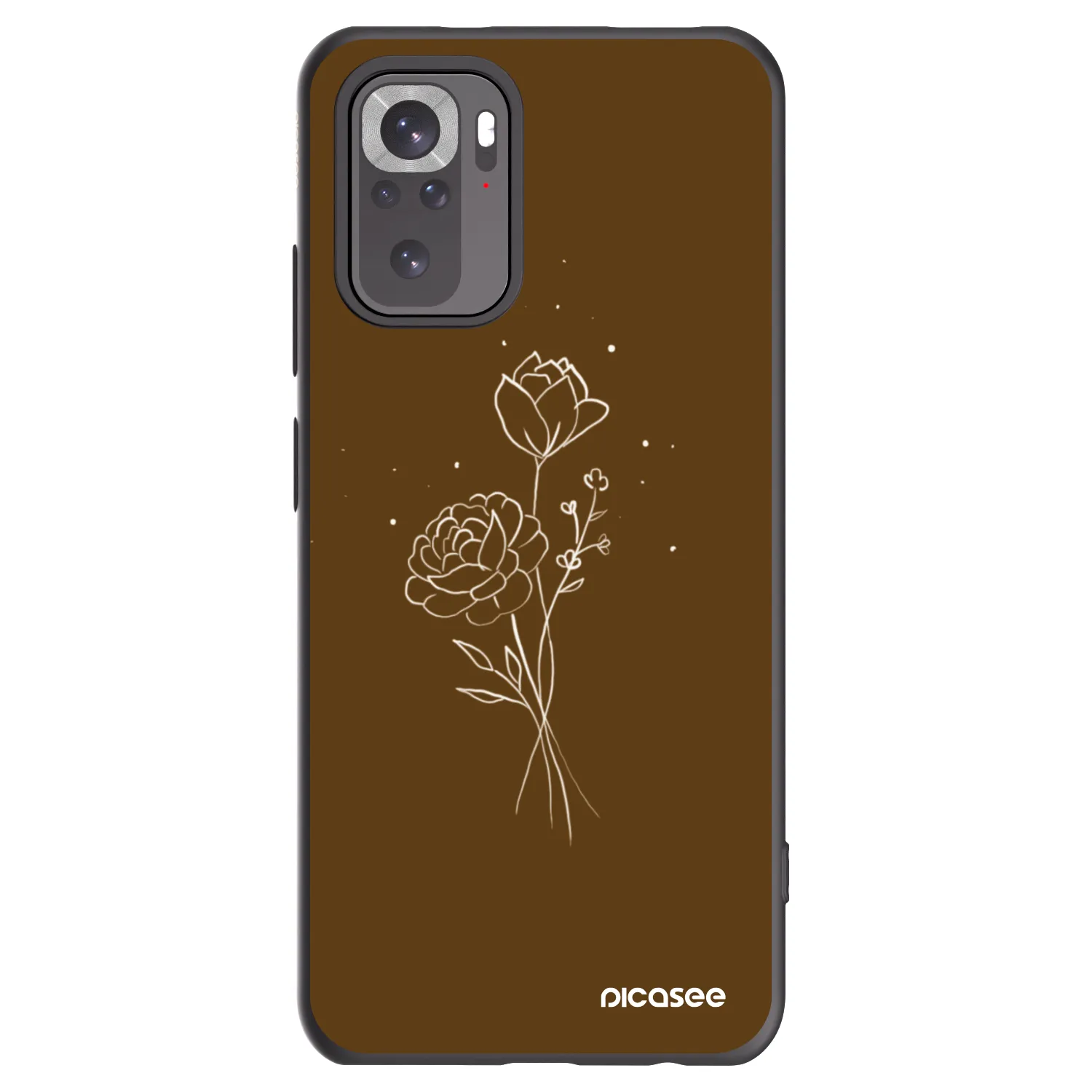 Picasee silikonowe czarne etui na Xiaomi Redmi Note 10S - Brown flowers