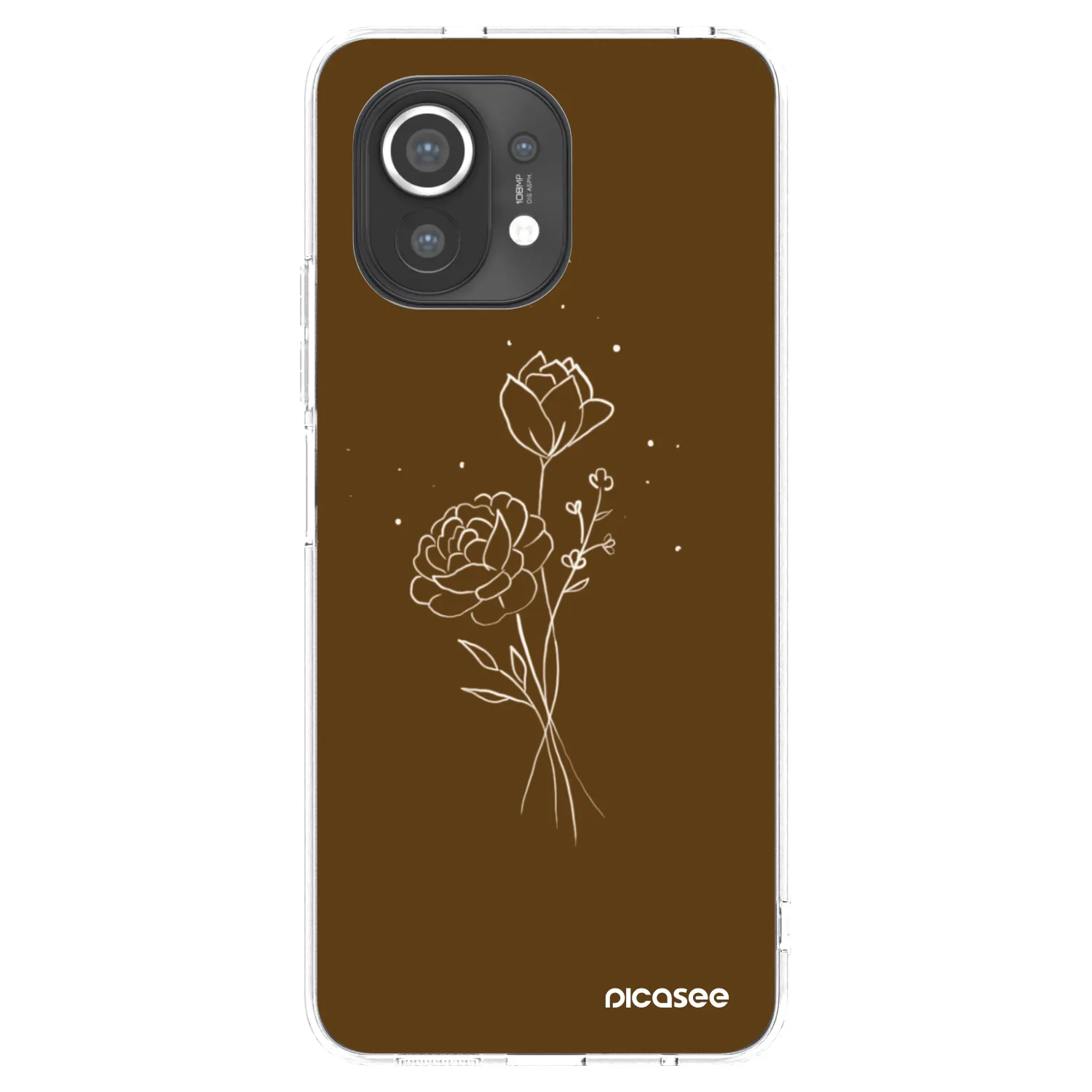 Picasee silikonowe przeźroczyste etui na Xiaomi Mi 11 - Brown flowers