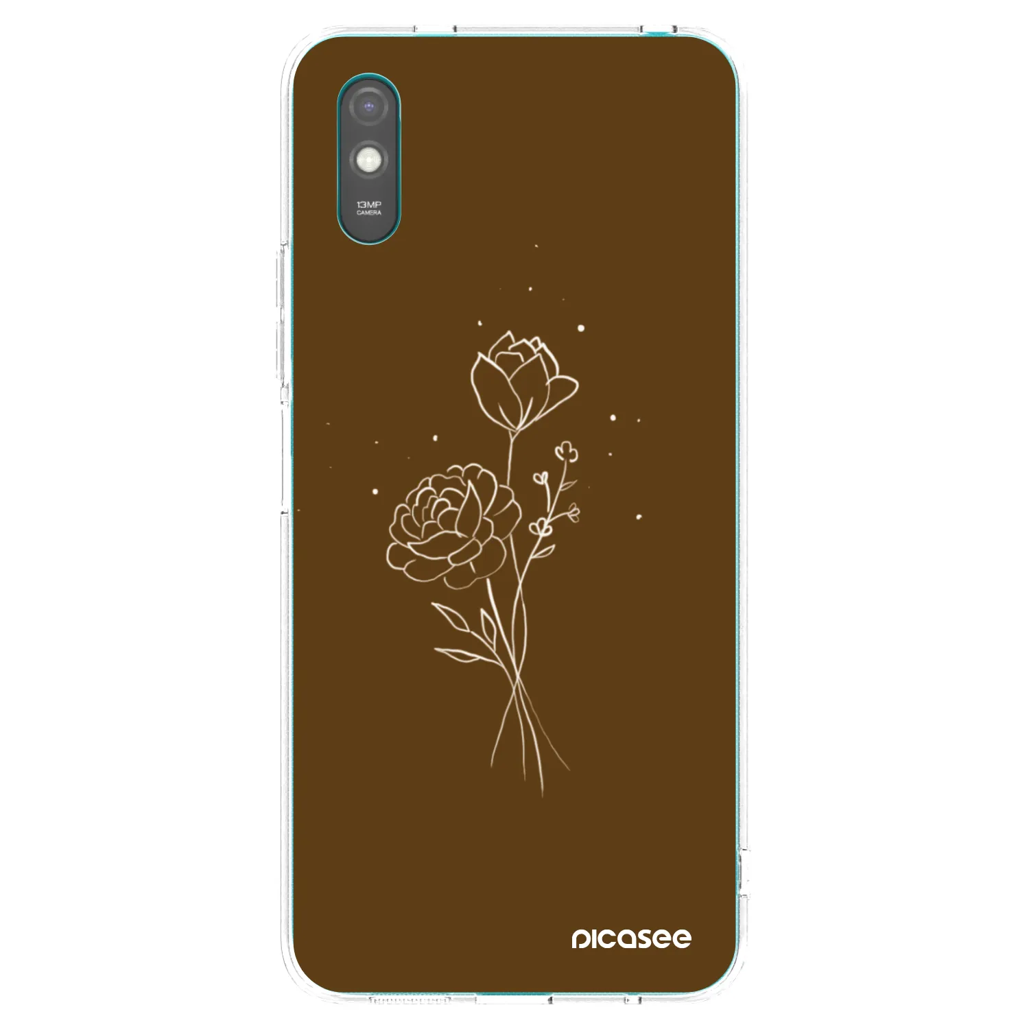 Picasee silikonowe przeźroczyste etui na Xiaomi Redmi 9AT - Brown flowers