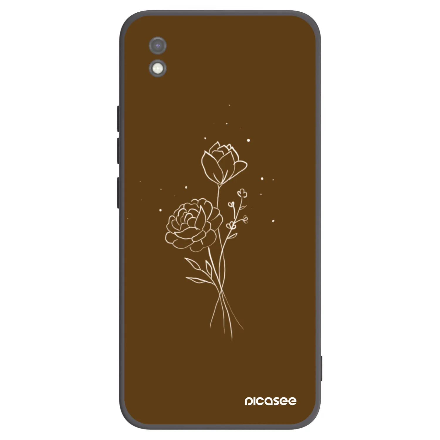 Picasee silikonowe czarne etui na Xiaomi Redmi 9AT - Brown flowers