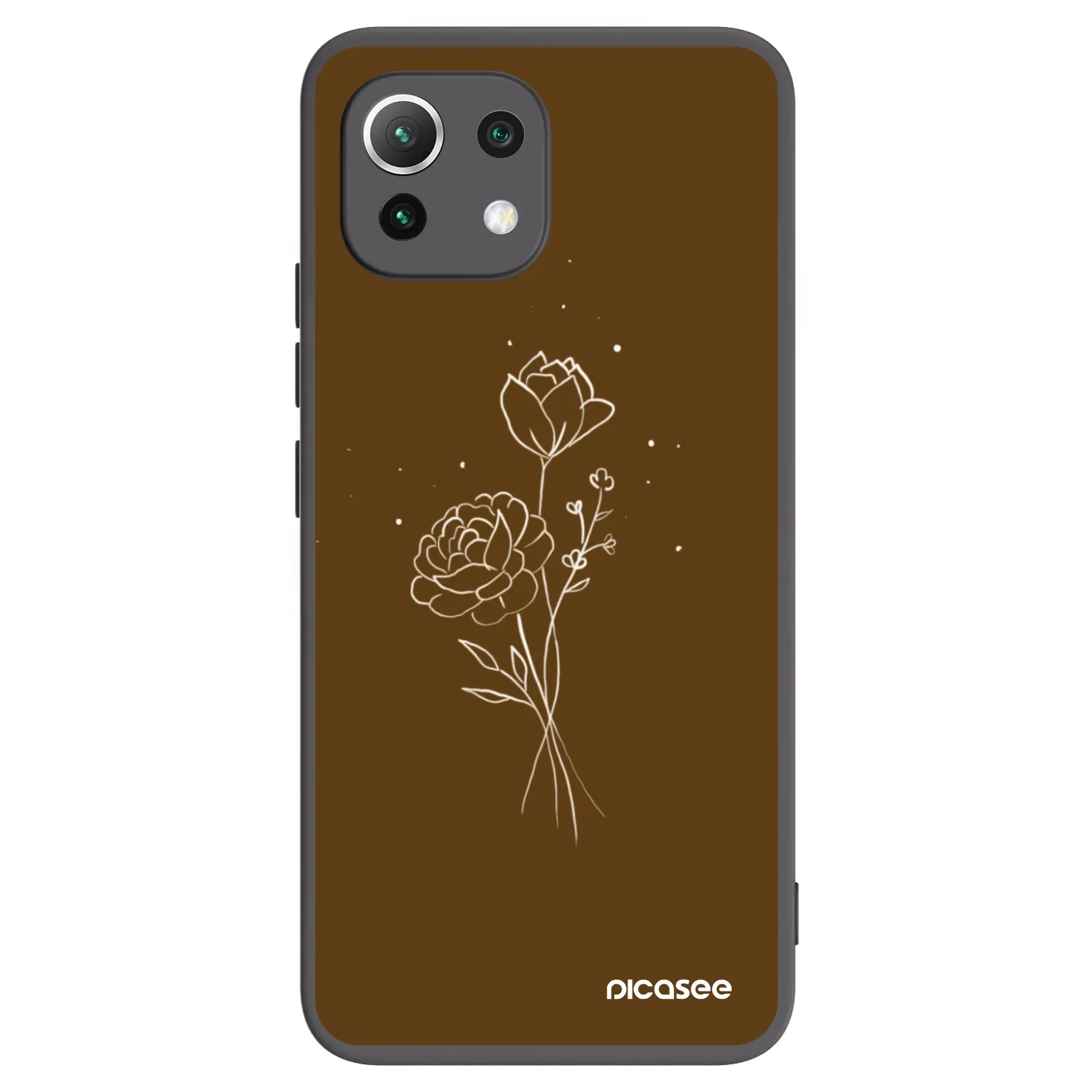Picasee silikonowe czarne etui na Xiaomi Mi 11 Lite - Brown flowers