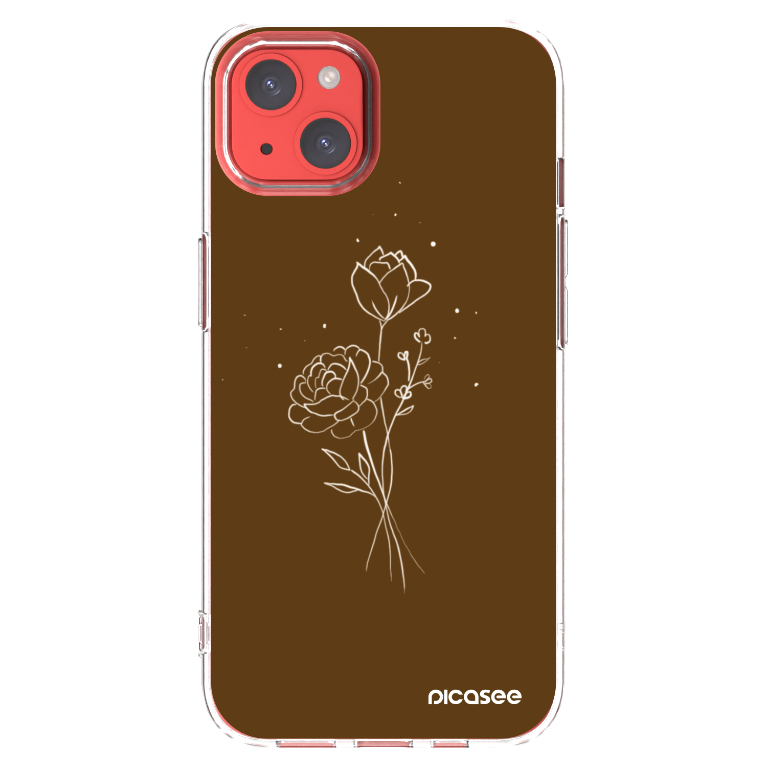 Picasee silikonowe przeźroczyste etui na Apple iPhone 13 - Brown flowers