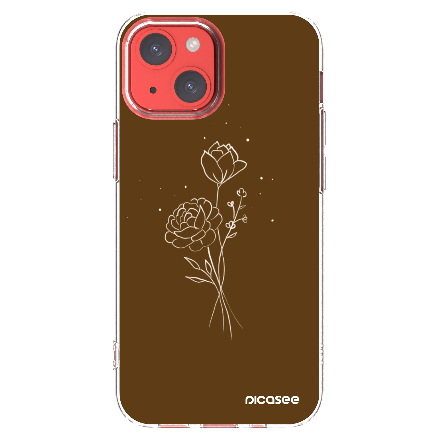 Picasee silikonowe przeźroczyste etui na Apple iPhone 13 mini - Brown flowers