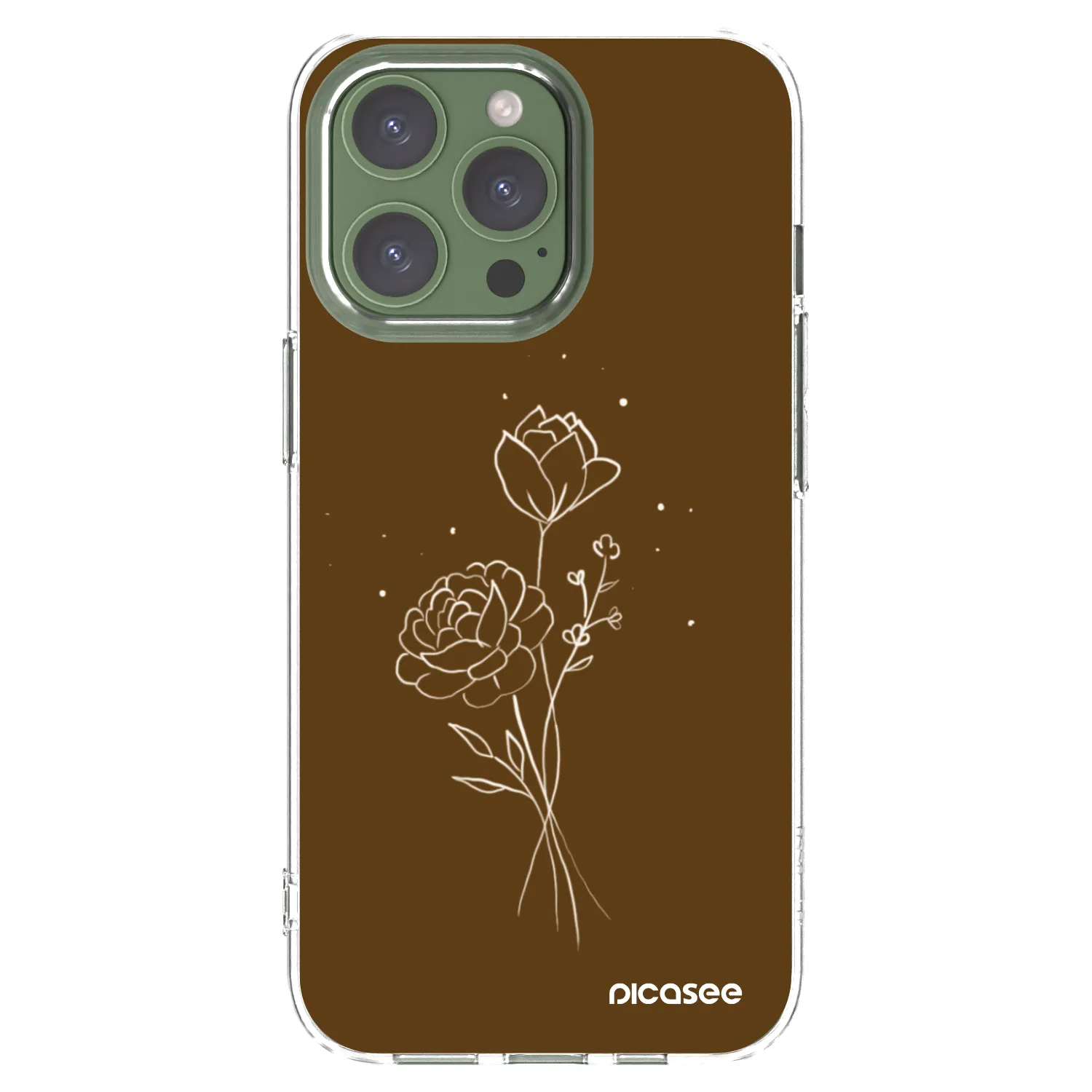 Picasee silikonowe przeźroczyste etui na Apple iPhone 13 Pro - Brown flowers