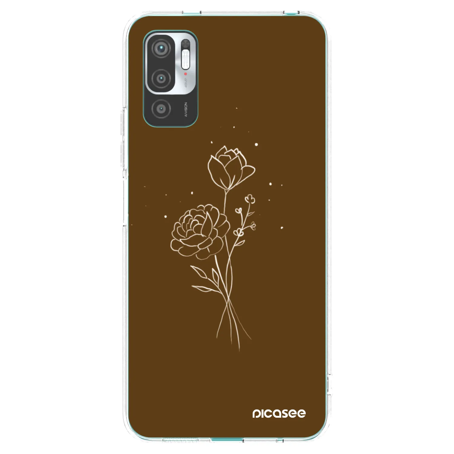 Picasee silikonowe przeźroczyste etui na Xiaomi Redmi Note 10 5G - Brown flowers