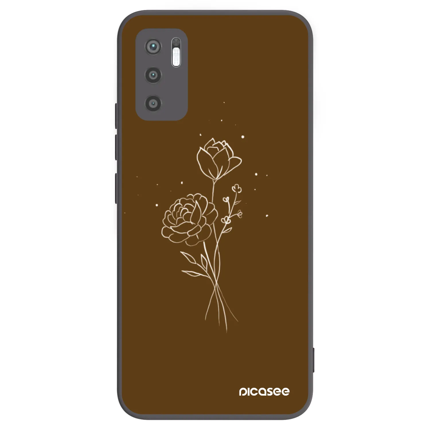 Picasee silikonowe czarne etui na Xiaomi Redmi Note 10 5G - Brown flowers