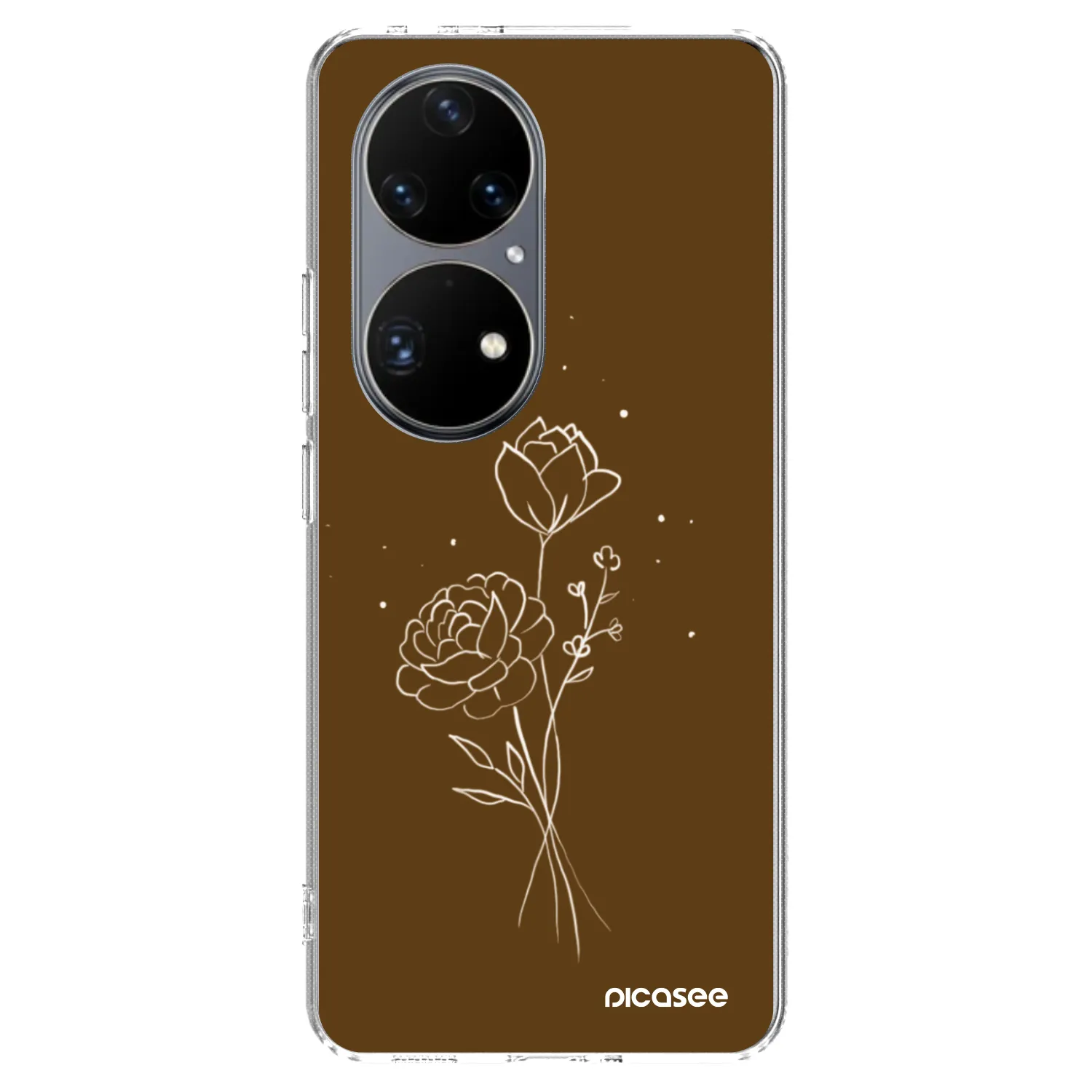 Picasee silikonowe przeźroczyste etui na Huawei P50 - Brown flowers