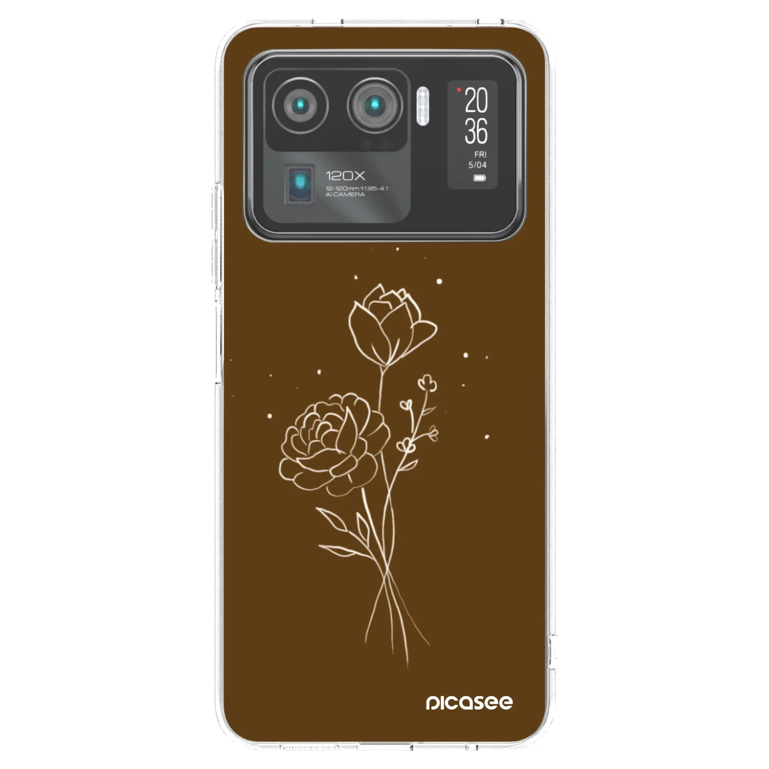 Picasee silikonowe przeźroczyste etui na Xiaomi Mi 11 Ultra - Brown flowers