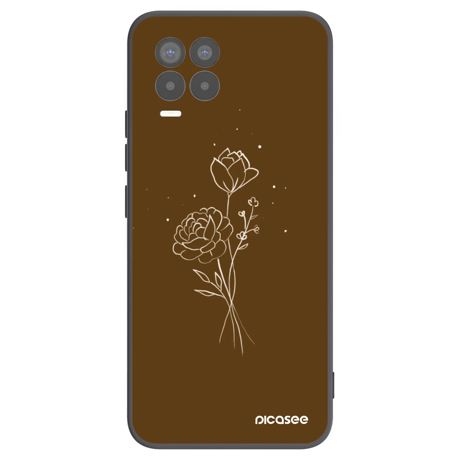 Picasee silikonowe czarne etui na Realme 8 4G - Brown flowers