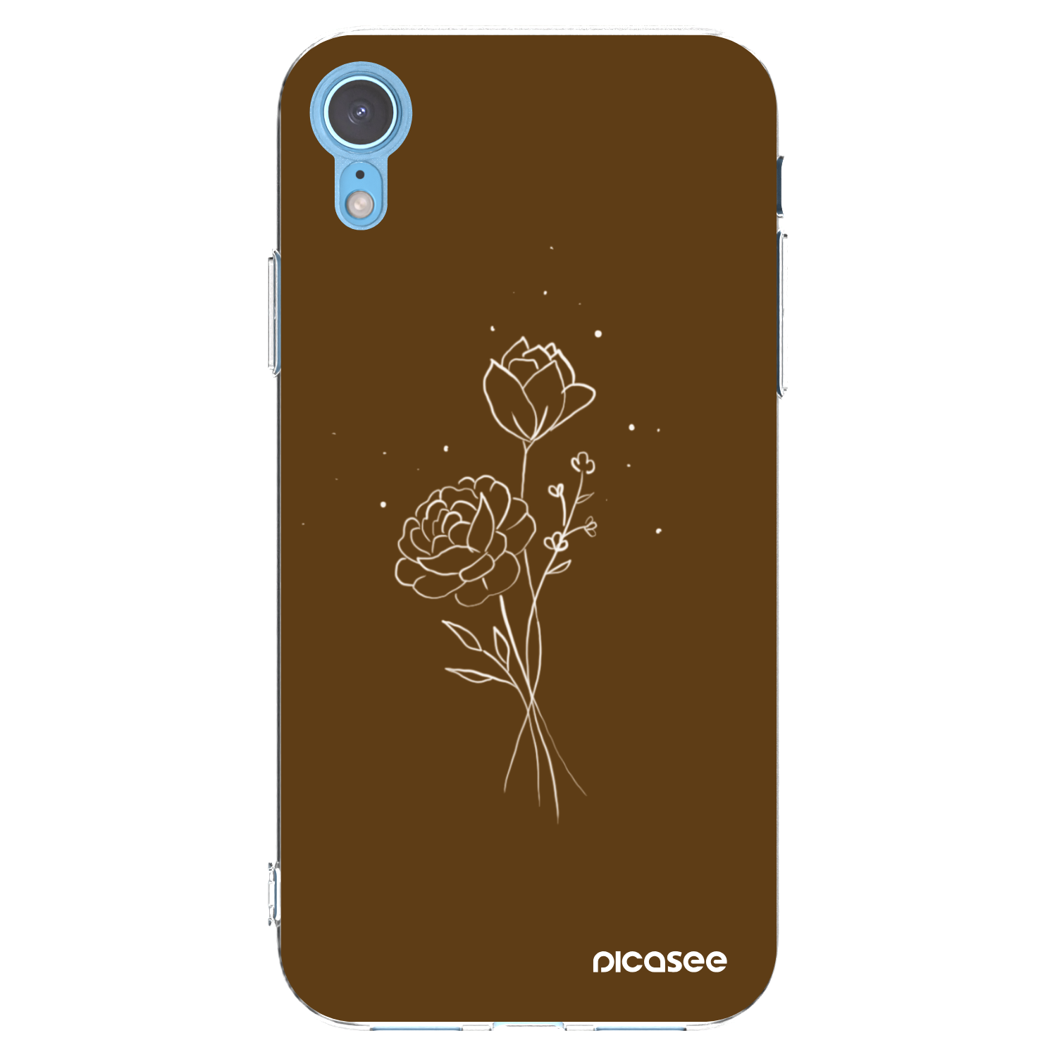 Picasee silikonowe przeźroczyste etui na Apple iPhone XR - Brown flowers
