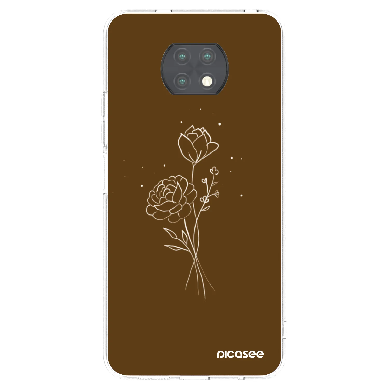 Picasee silikonowe przeźroczyste etui na Xiaomi Redmi Note 9T - Brown flowers