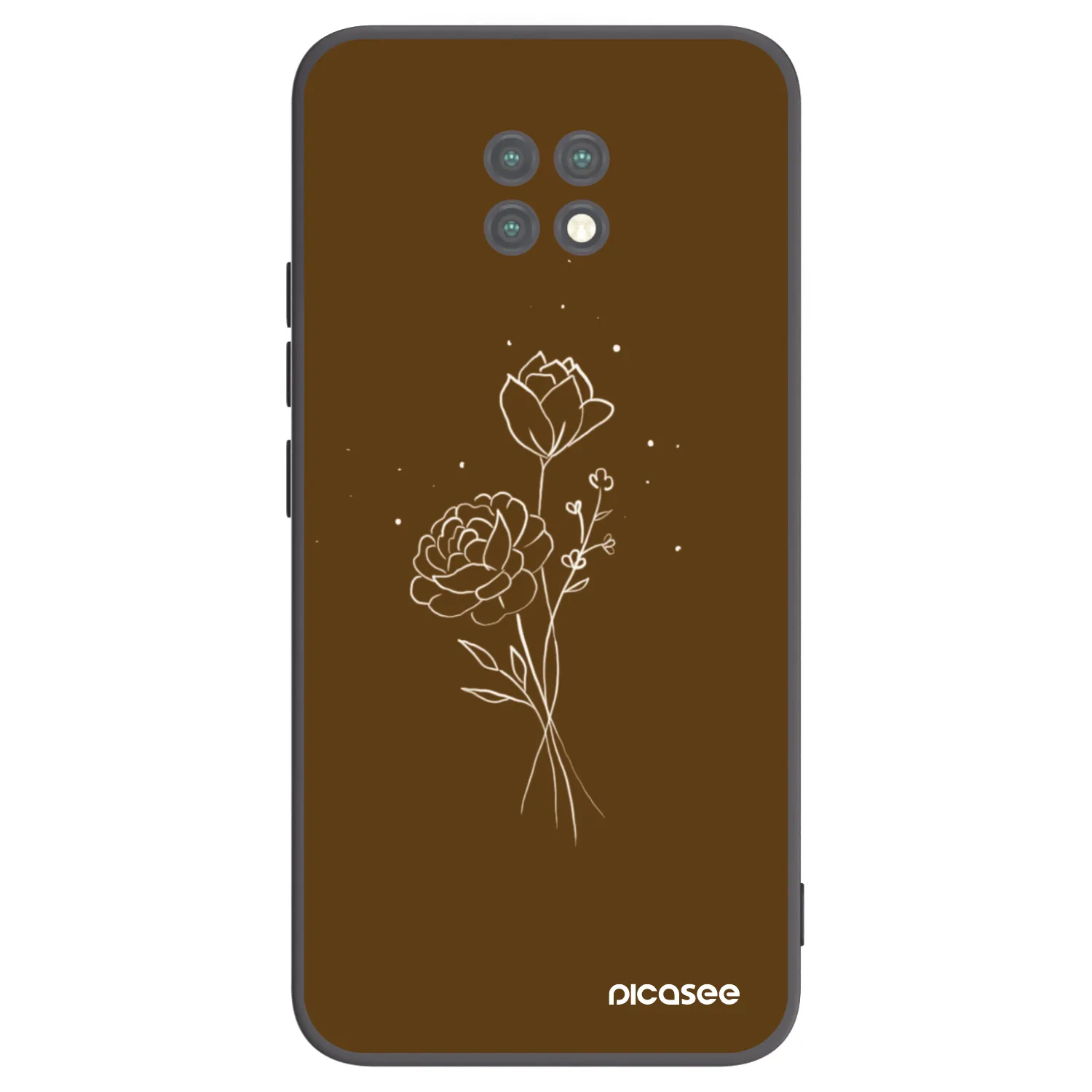 Picasee silikonowe czarne etui na Xiaomi Redmi Note 9T - Brown flowers