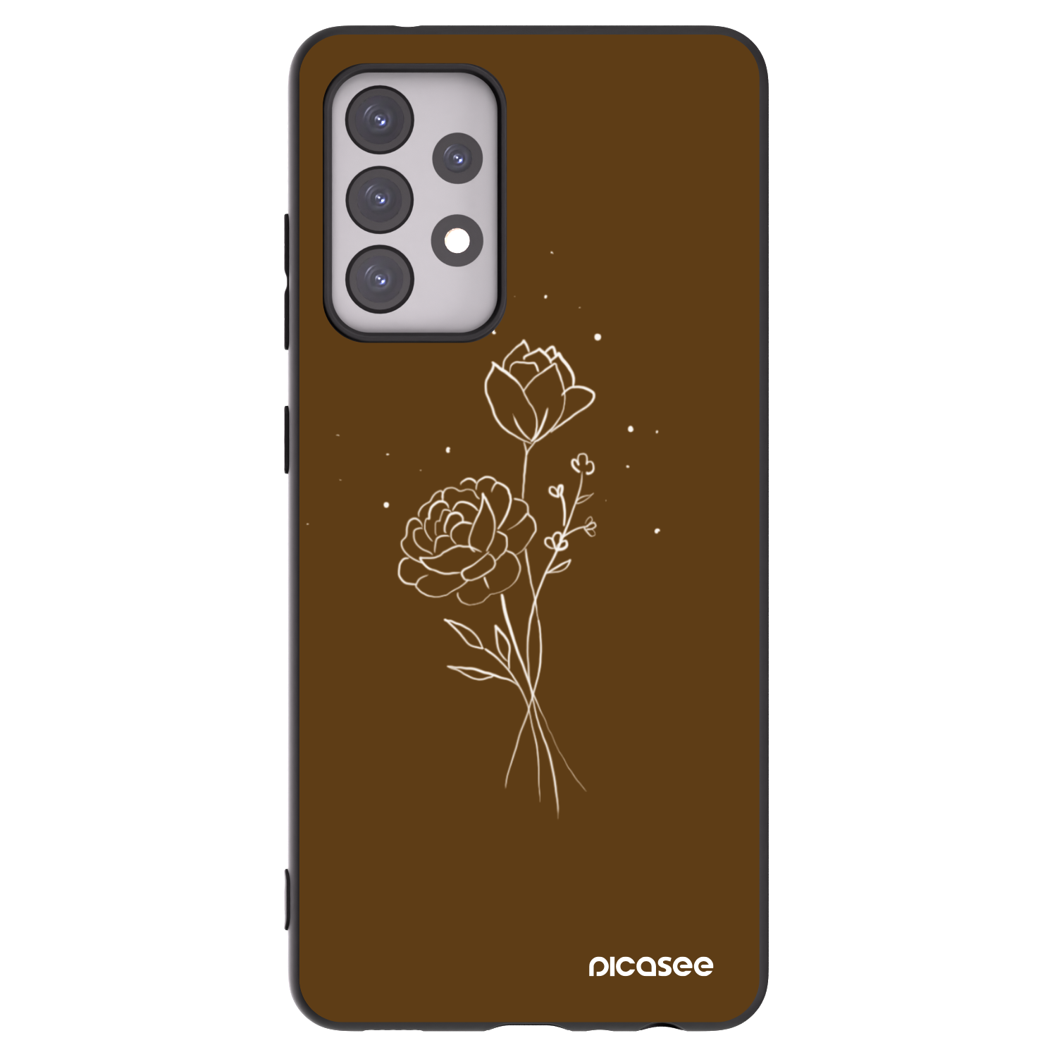 Picasee silikonowe czarne etui na Samsung Galaxy A52s 5G A528B - Brown flowers