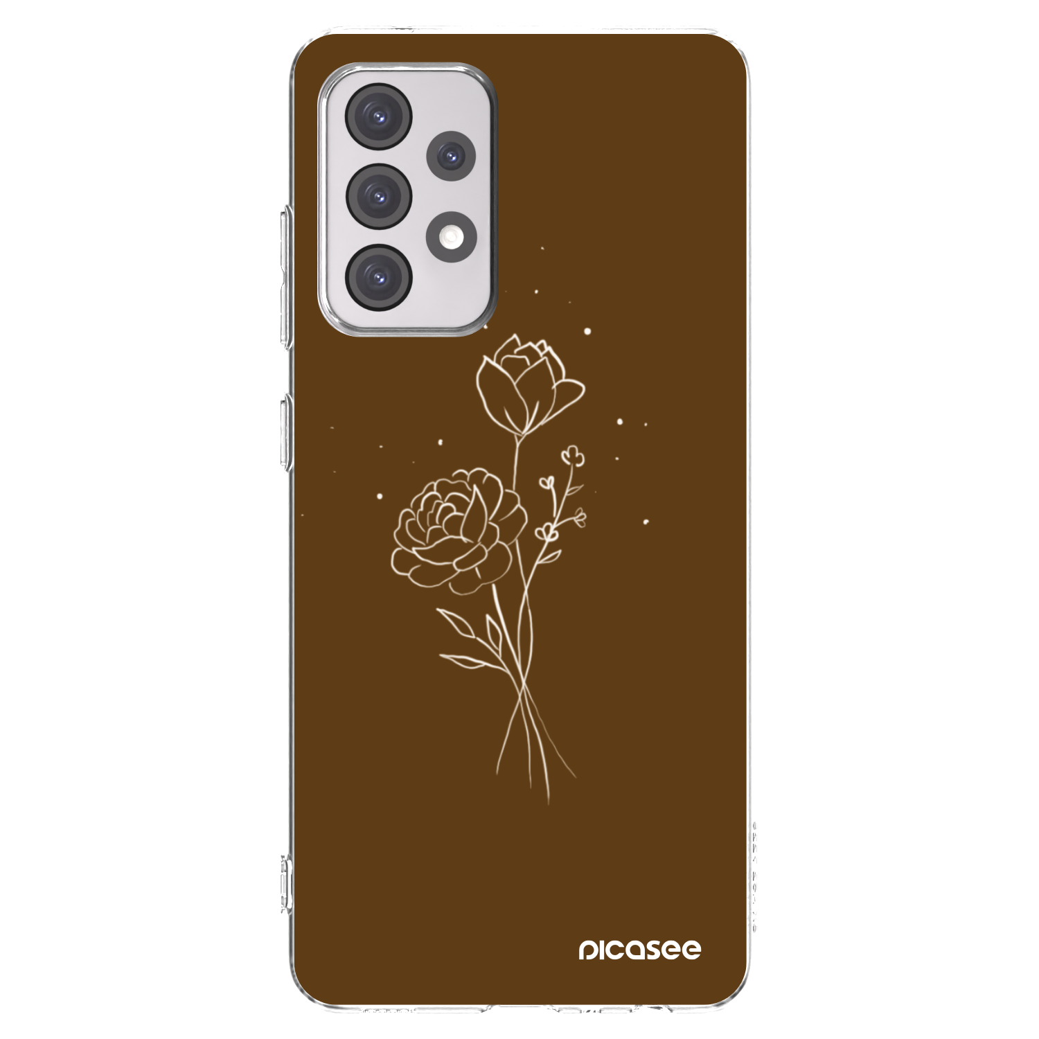 Picasee silikonowe przeźroczyste etui na Samsung Galaxy A52s 5G A528B - Brown flowers