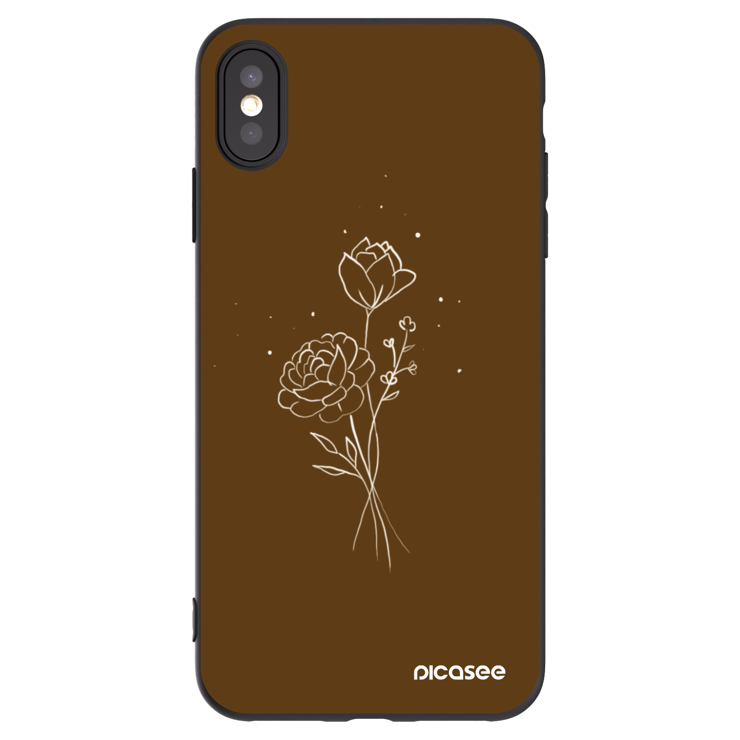 Picasee silikonowe czarne etui na Apple iPhone XS Max - Brown flowers