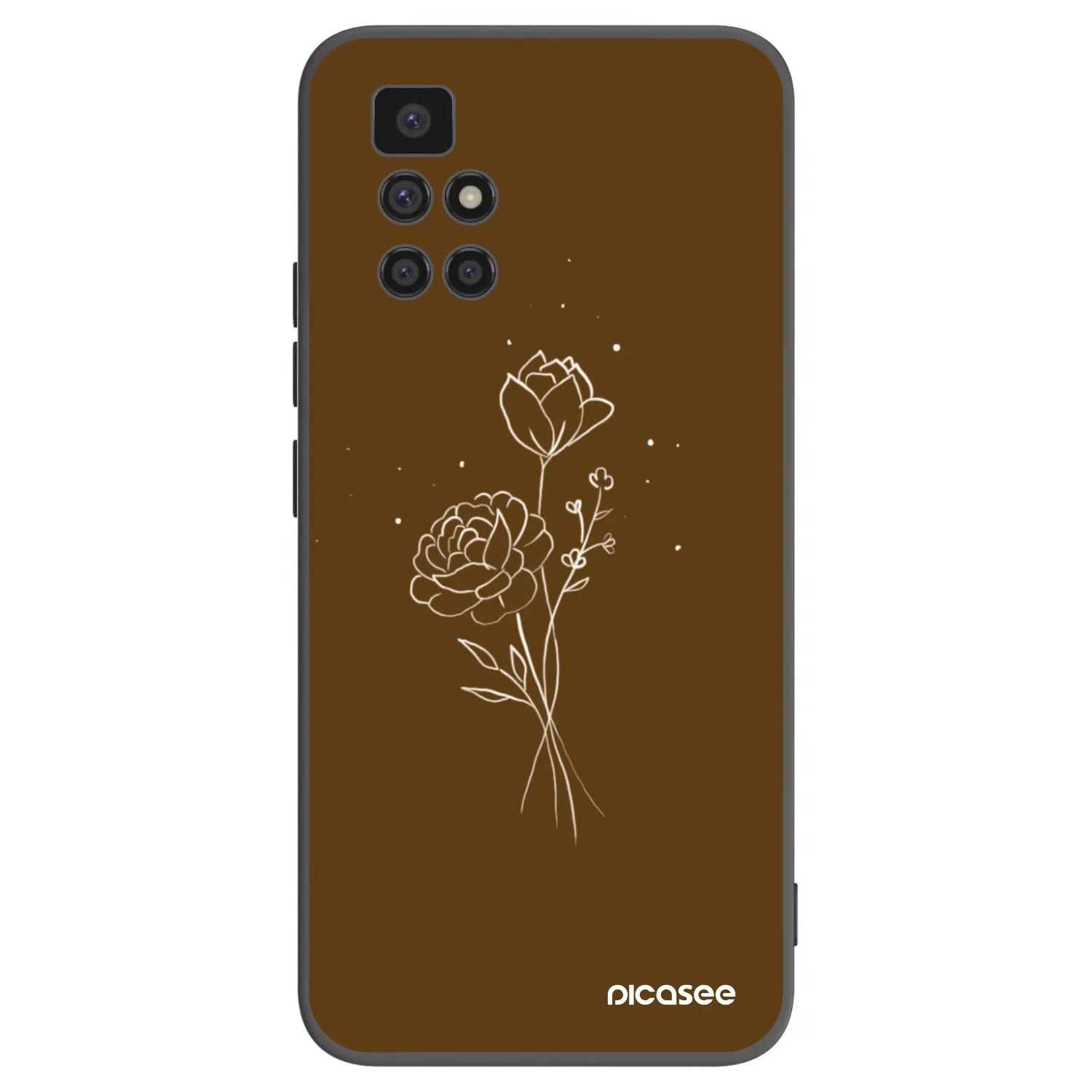 Picasee silikonowe czarne etui na Xiaomi Redmi 10 - Brown flowers