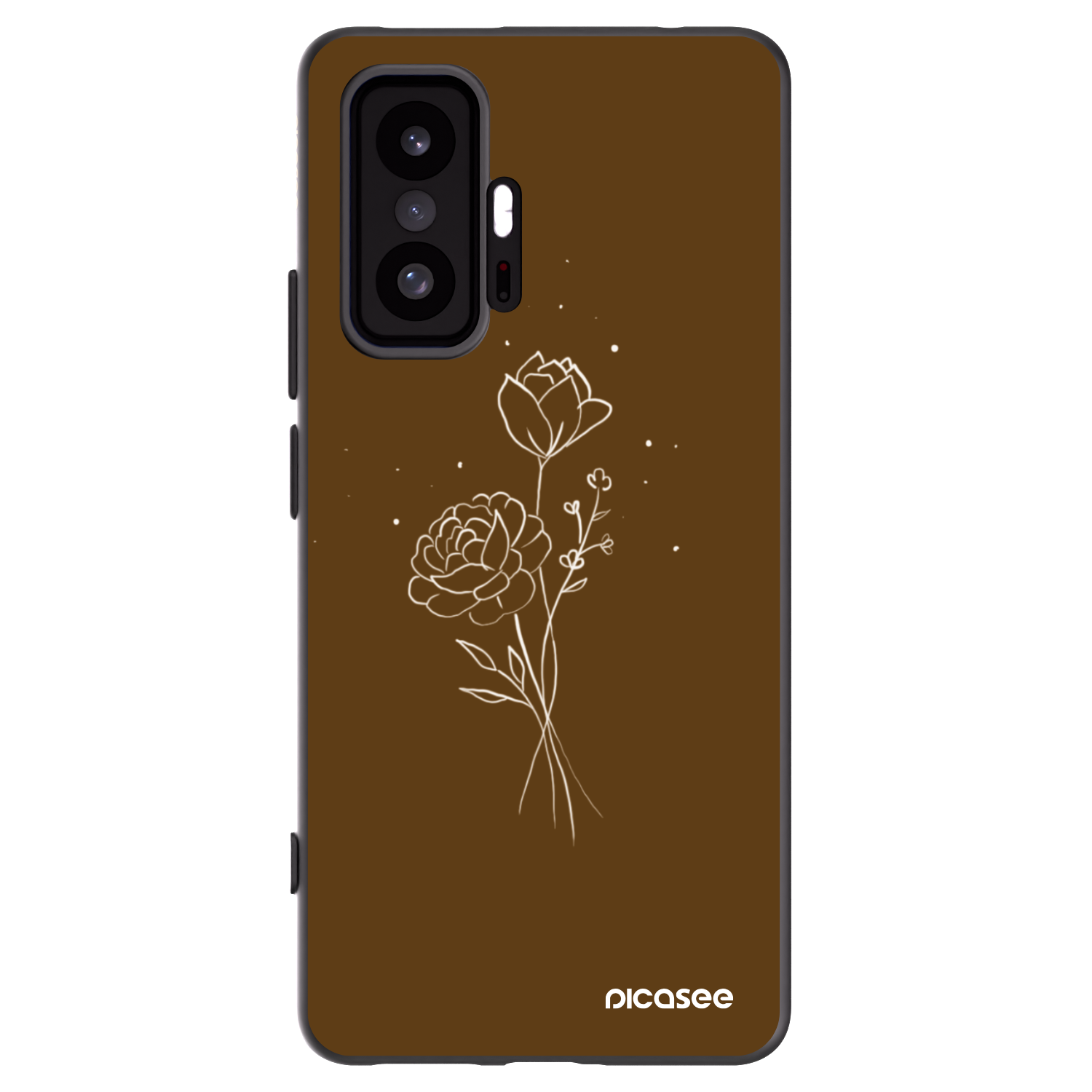Picasee silikonowe czarne etui na Xiaomi 11T Pro - Brown flowers