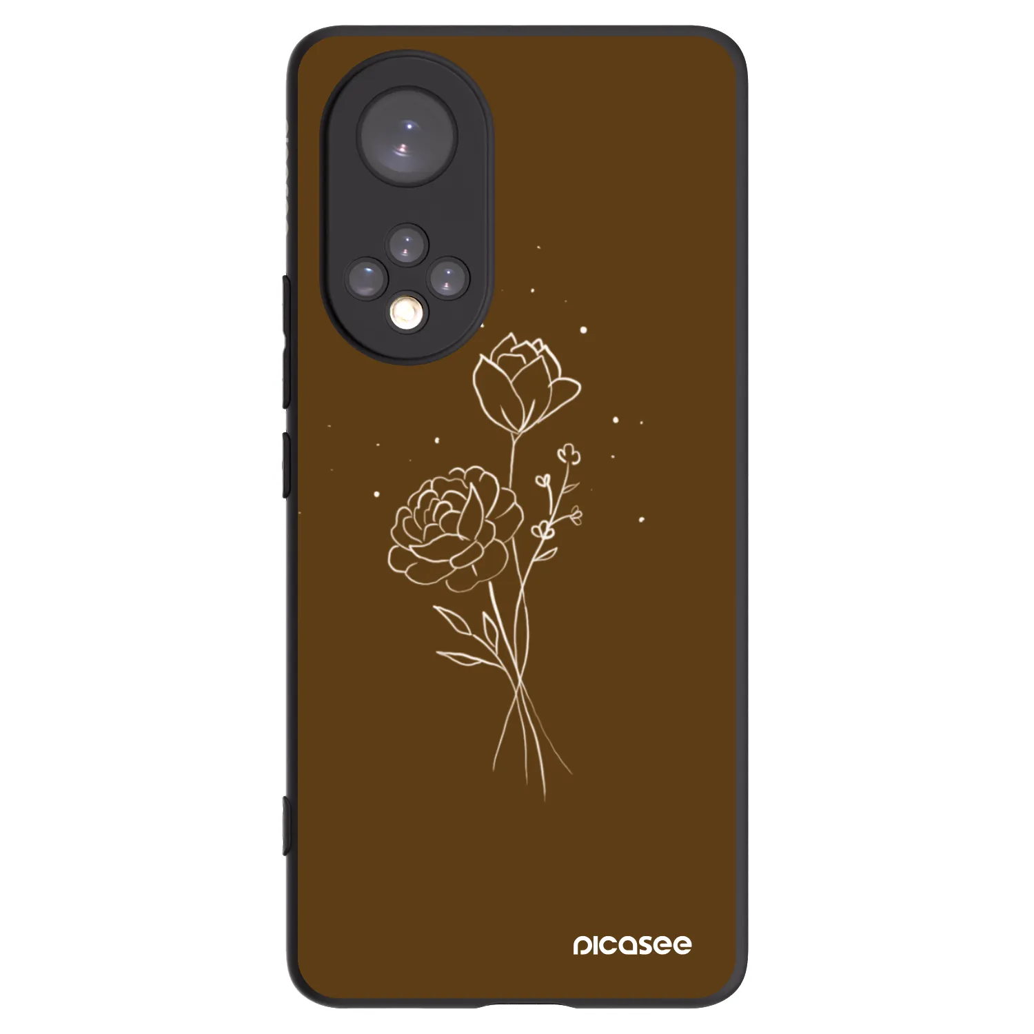 Picasee silikonowe czarne etui na Honor 50 5G - Brown flowers
