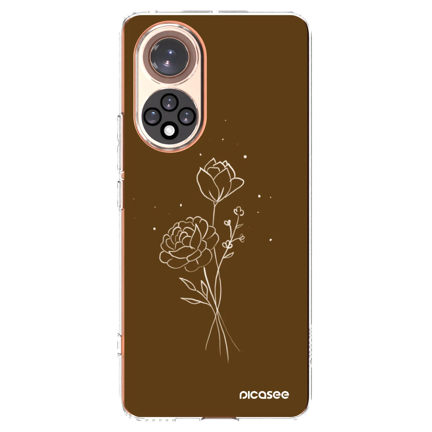 Picasee silikonowe przeźroczyste etui na Huawei Nova 9 - Brown flowers