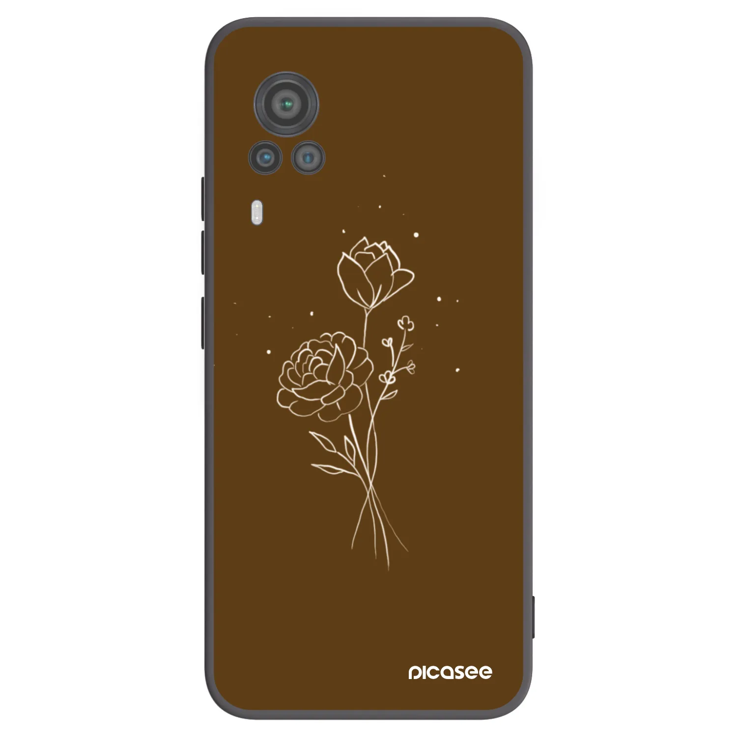 Picasee silikonowe czarne etui na Vivo X60 Pro 5G - Brown flowers