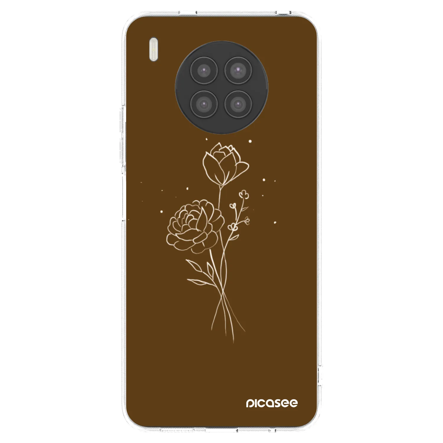 Picasee silikonowe przeźroczyste etui na Huawei Nova 8i - Brown flowers