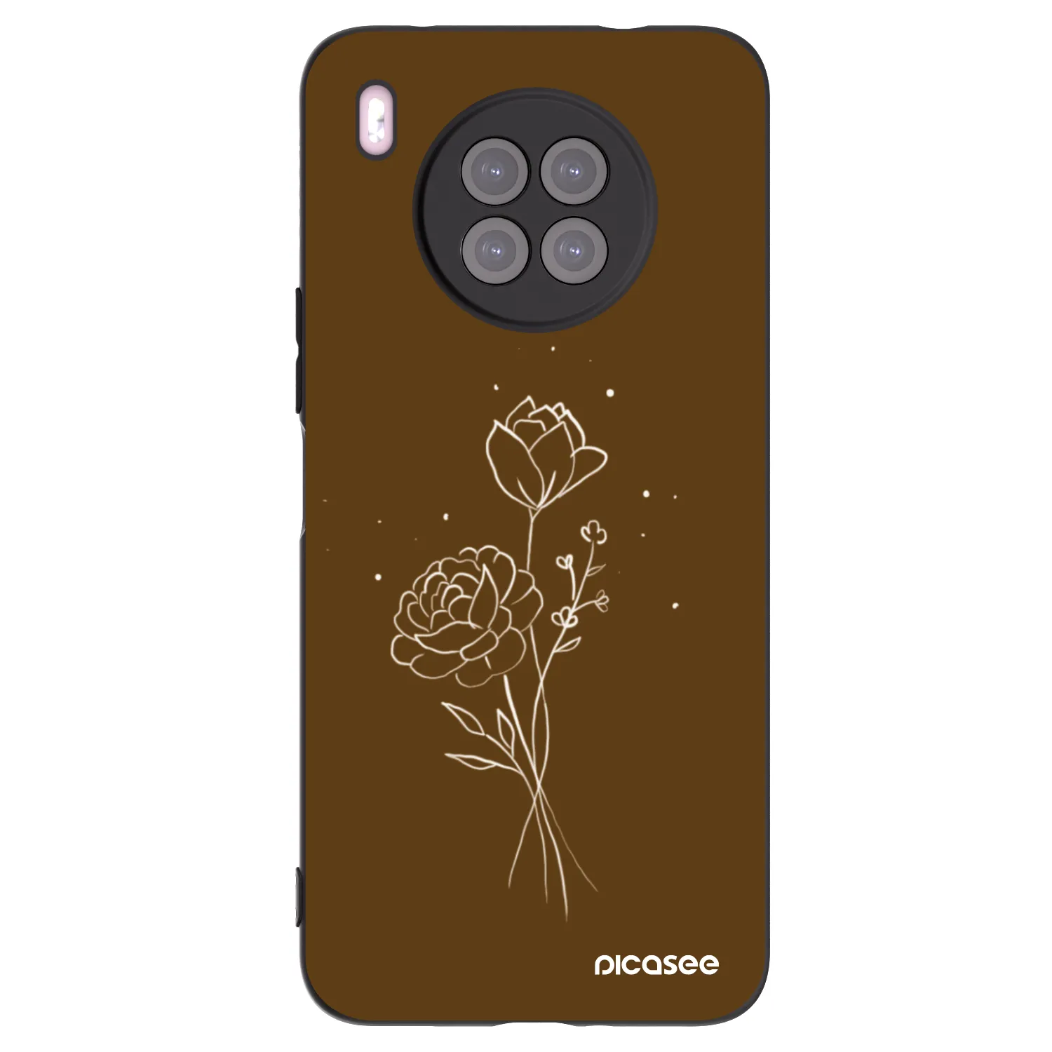 Picasee silikonowe czarne etui na Huawei Nova 8i - Brown flowers